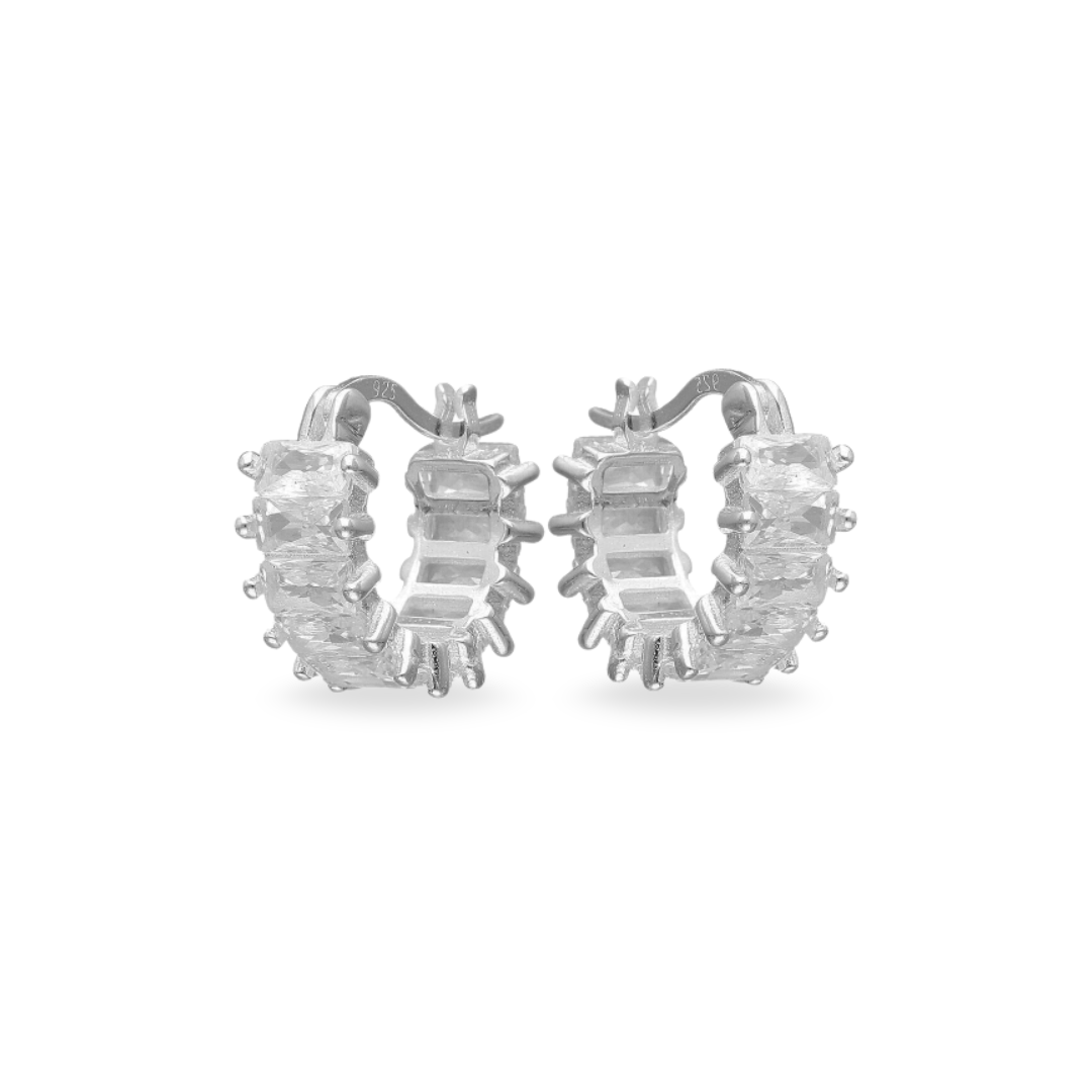 Aros Elara – Argollas de Plata 925 con Circones Baguette