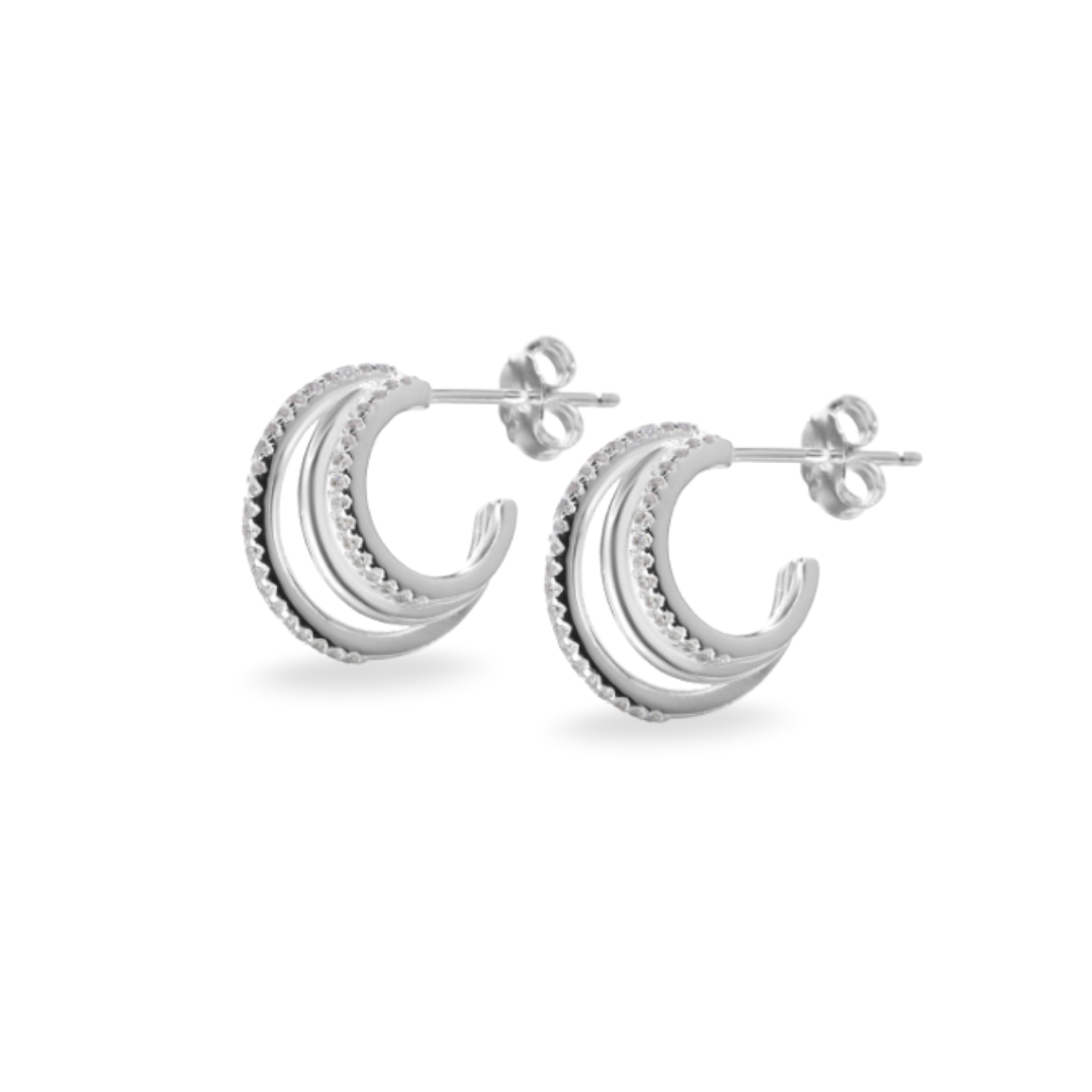 Semi Argollas Triple Banda “Arelis” – Estilo y Brillo en Plata 925
