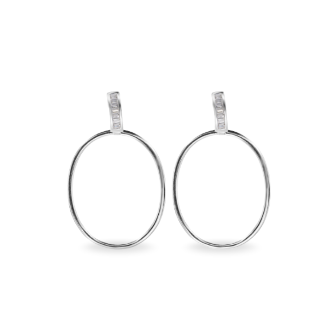 Pendientes Halo Baguette - Plata 925 y circones