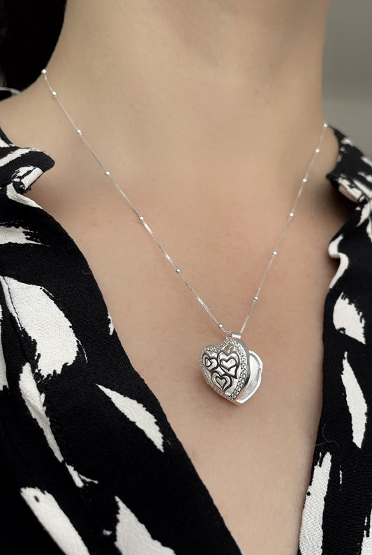 Collar Relicario Corazón-Plata 925-Circones