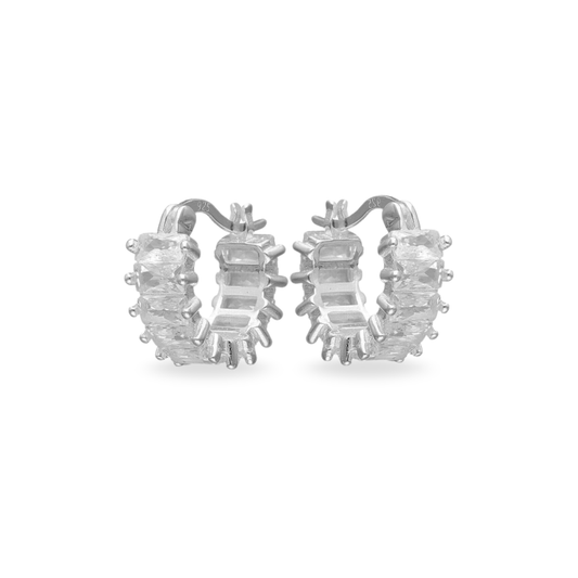 Aros Elara – Argollas de Plata 925 con Circones Baguette