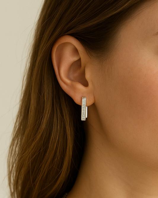 Aros Caelia – Argollas Cuadradas de Plata 925 con Circones