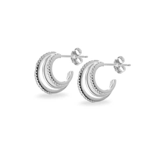 Semi Argollas Triple Banda “Arelis” – Estilo y Brillo en Plata 925