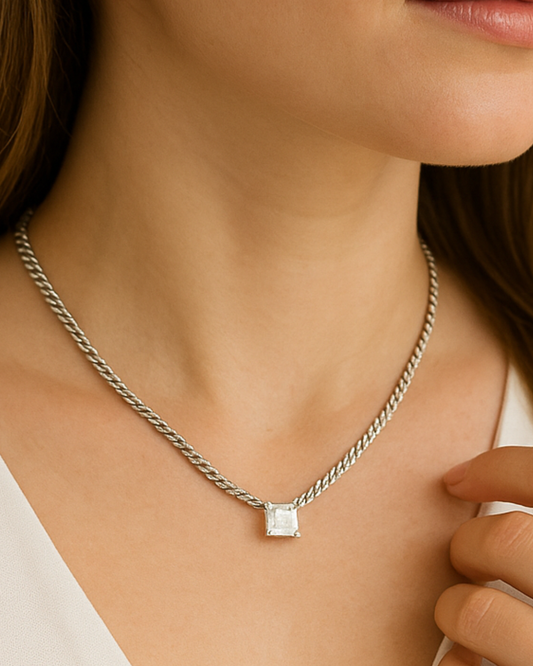Collar Square Shine – Plata 925