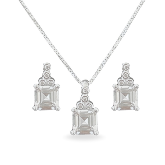 Conjunto Marie - Collar y Pendientes de Plata con Circones