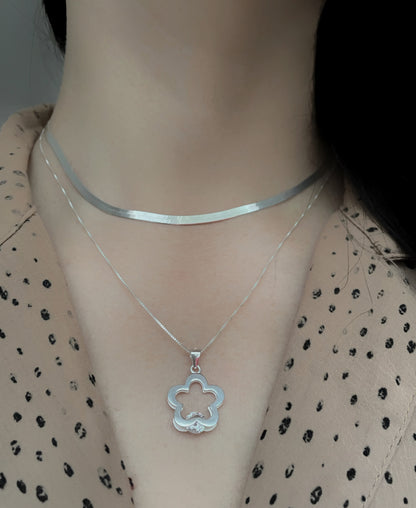 Collar Luz de Trébol-Plata 925-Cristal redondo